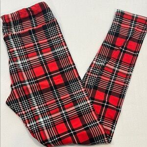 Plaid Red and Black Kids Leggings